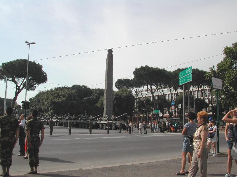 The Obelisk of Aksum standing at Porta Capena square in Rome in 2002